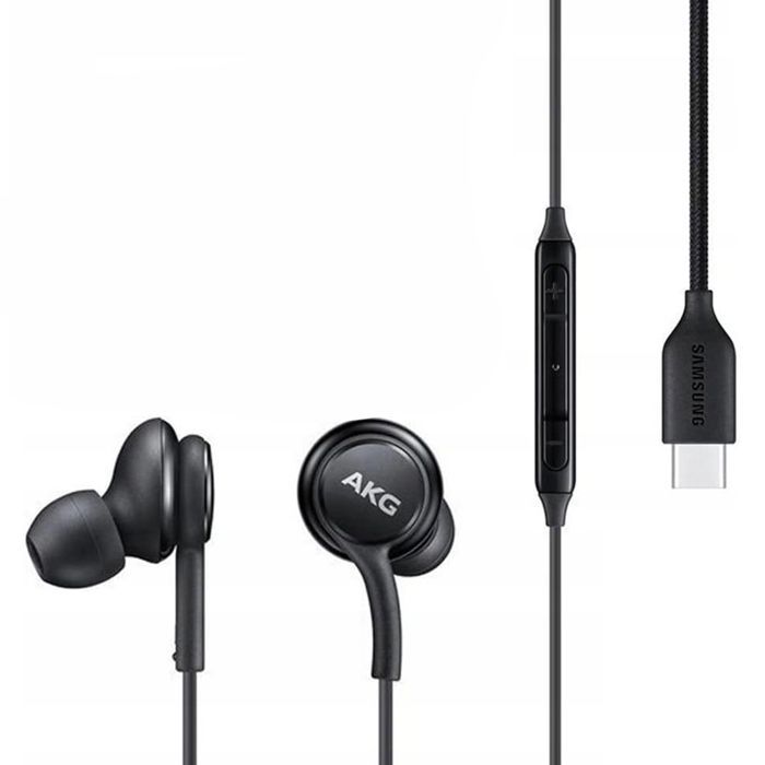 Cuffie stereo vivavoce Samsung EO-IC100 con audio AKG e cavo USB-C, nere, per Samsung Galaxy S21 Plus 5G