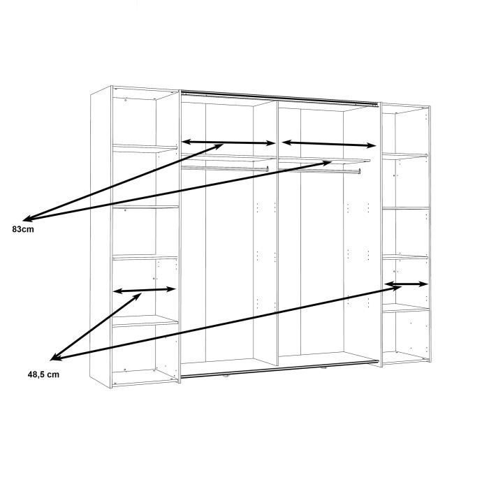 Kledingkast - Matwit - 2 draaideuren + 2 schuifdeuren - B 270,3 x D 61,2 x H 210 cm - NARAGO