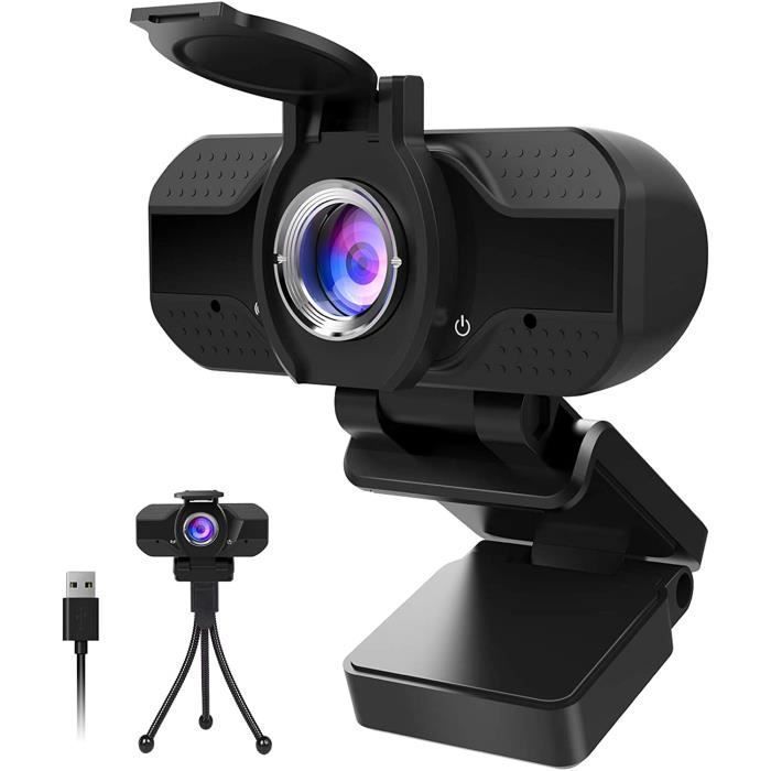 Cámara web 1080P con micrófono y tapa, Plug and Play Full HD 1080P con trípode, para videollamadas, estudios, conferencias, etc.
