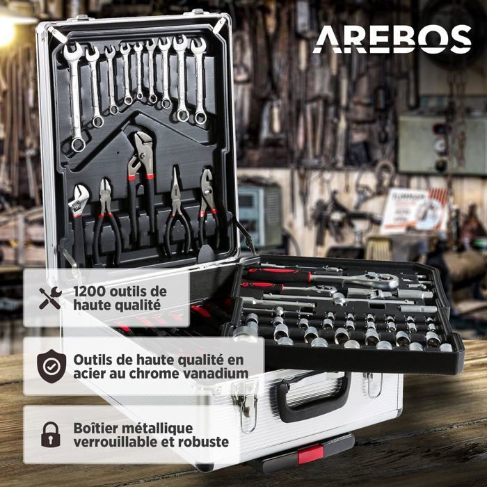 AREBOS 1200 Piece Tool Case Tool Box