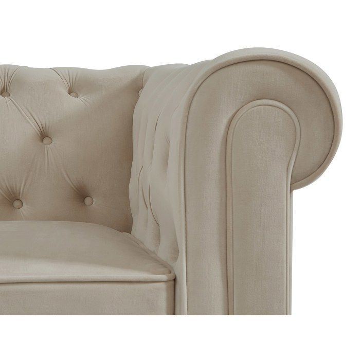 Chesterfield 3-seater sofa in beige velvet