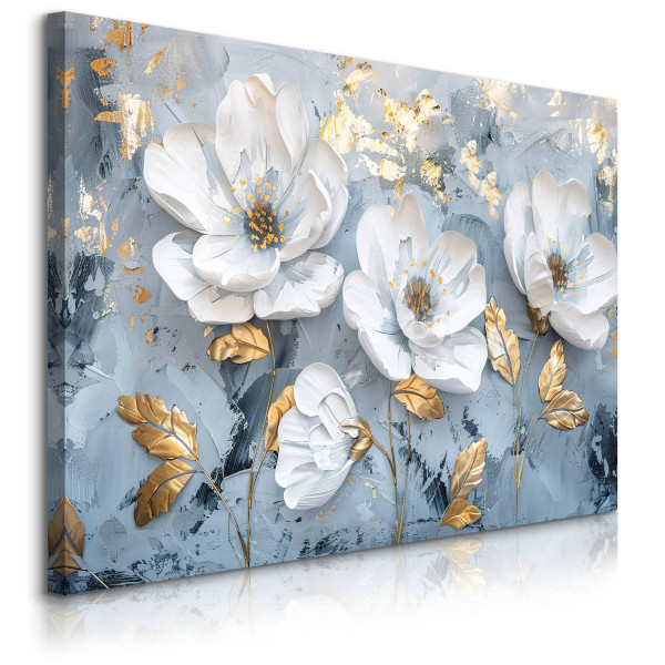 Obraz Akwarelowe Białe Kwiaty Glamour 30x20cm
