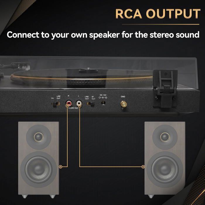 Retekess TR639 Turntable, Wireless Connections, Record Player with 2 Speeds, Easy to Use, Home Audio, Living Room