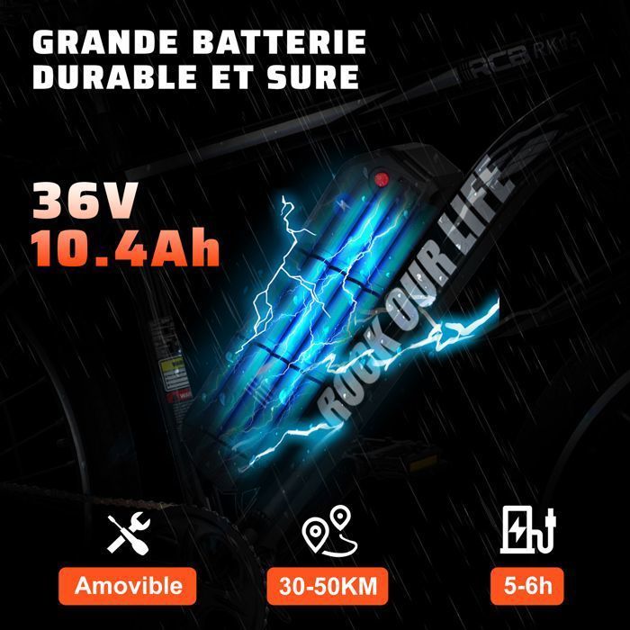 RCB Vélo Électrique 26 Pouces E-Bike Urbain Adulte,Moteur 350W,Batterie 36V/10.4Ah,7 Vitesses,Contrôle APP, Noir