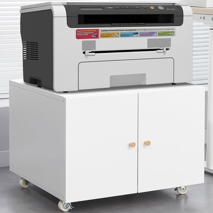 Suport d'imprimante en métal avec stockage Tables d'imprimante mobiles pour petits espaces avec porte étagère réglable Armoire de