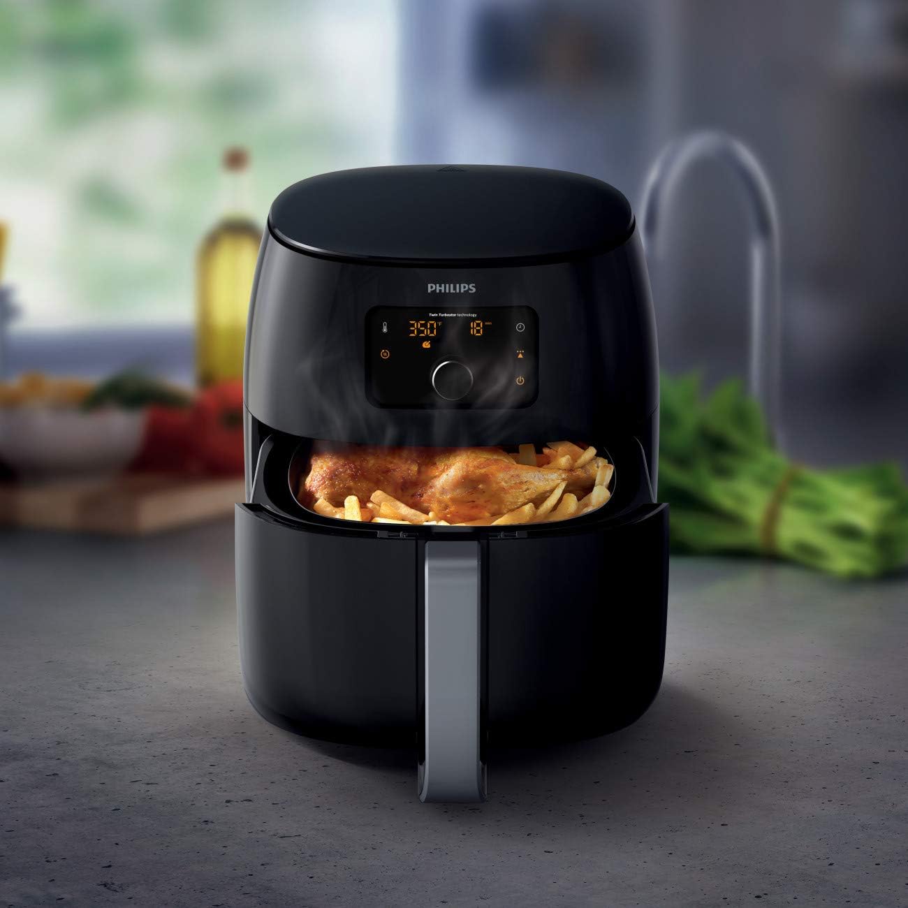 Philips Premium Airfryer XXL rasvanpoistotekniikalla, 3 paunaa / 7 litraa, musta, HD9650/96