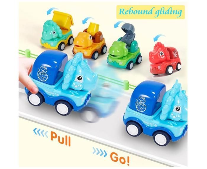 Toy Cars - 6 Pieces - Press and Go - Dinosaurs - For Children 1-3 Years Old