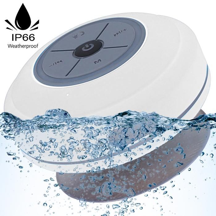 Altavoz Bluetooth resistente al agua para la ducha con LED, radio FM, lector de tarjetas TF, ventosa y función de manos libres.