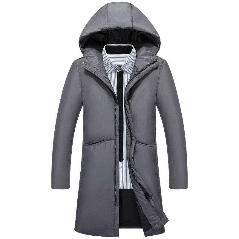 Merkkleding Winterjas Heren Wit Eendendons Lange Jas Ganzenveren Dikke Casual Parka Hoodies Herenjassen