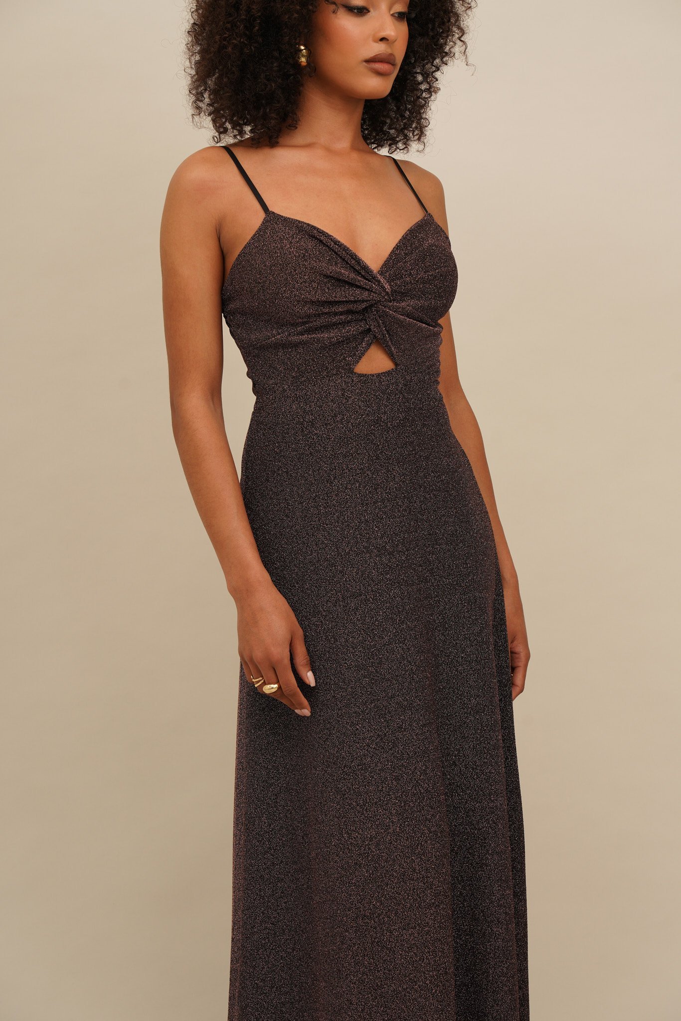 Robe en jersey à paillettes WAL G. EXCLUSIVE GLITTER AMELIA - Bronze