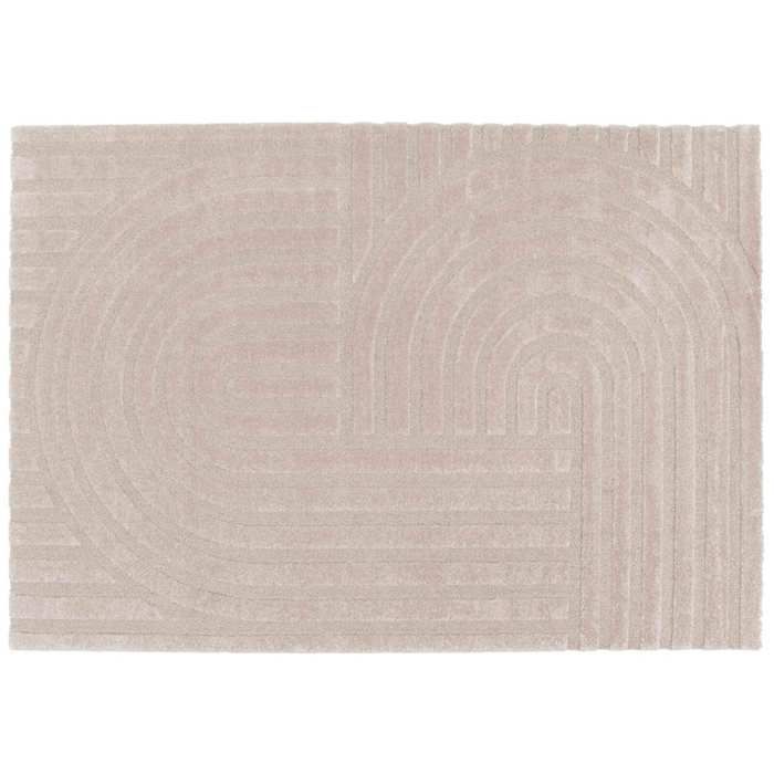 Tapis rectangulaire à poils ras motif contemporain beige 120 x 170 cm - Oviala