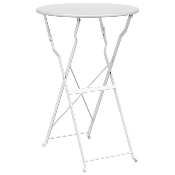 Ensemble bistro pliant - vidaXL - Blanc - Acier - Table pliante - 2 Chaises pliables - Résistant aux intempéries