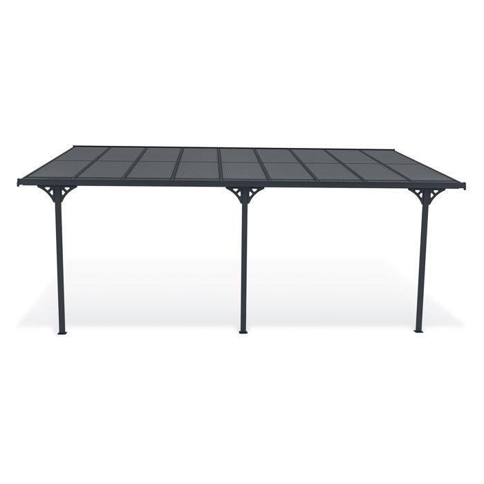 Carport adossé KLEO Cazeboo abri voiture aluminium 5,5x3 m toit polycarbonate gris 16,5 m²