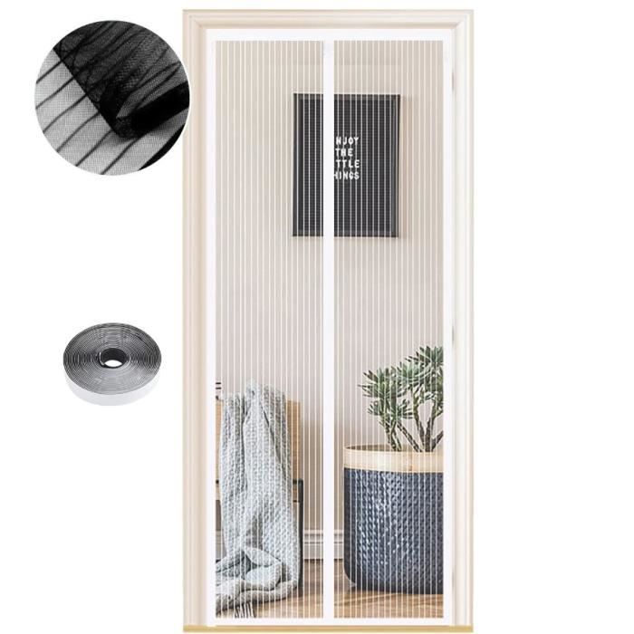 Moustiquaire - 130 x 220 cm - Aimants Puissants - Fermeture Automatique - Rayures Blanches