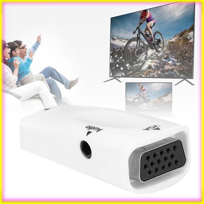Adaptador HDMI a VGA Keenso blanco 1080P HD Interfaz multimedia hembra a VGA hembra para proyector de vídeo blanco