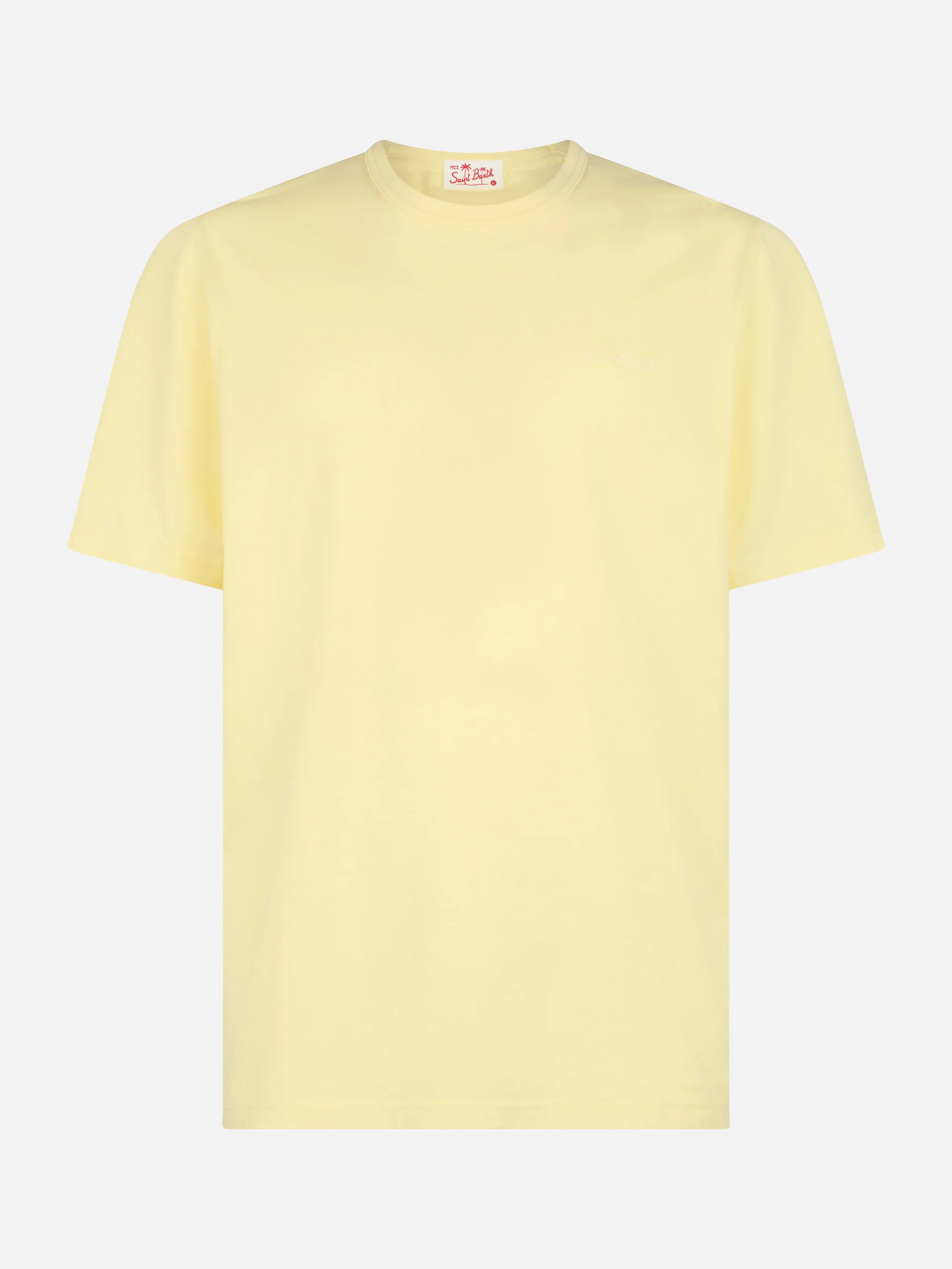Camiseta de punto de algodón amarillo pálido para hombre de Dover con bordado St.