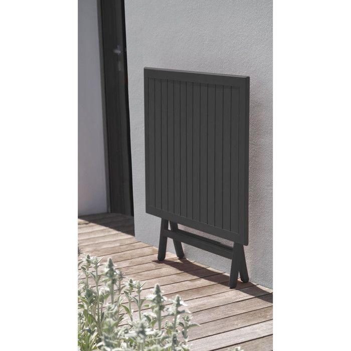 Ensemble repas de jardin 2 places en aluminium  - Gris anthracite