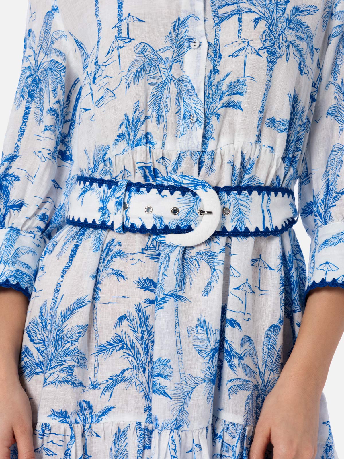 Damesjurk met korte blouse | Toile de Jouy-print | Rok met ruches | Verborgen zakken en elastische taille | 100% katoen | MC2 Saint Barth