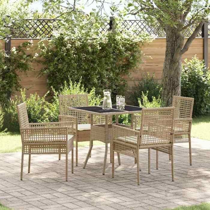 Tuineetset - BURKE - Polyrotan - Beige - Weerbestendig - 80x80x75 cm - 1 tafel