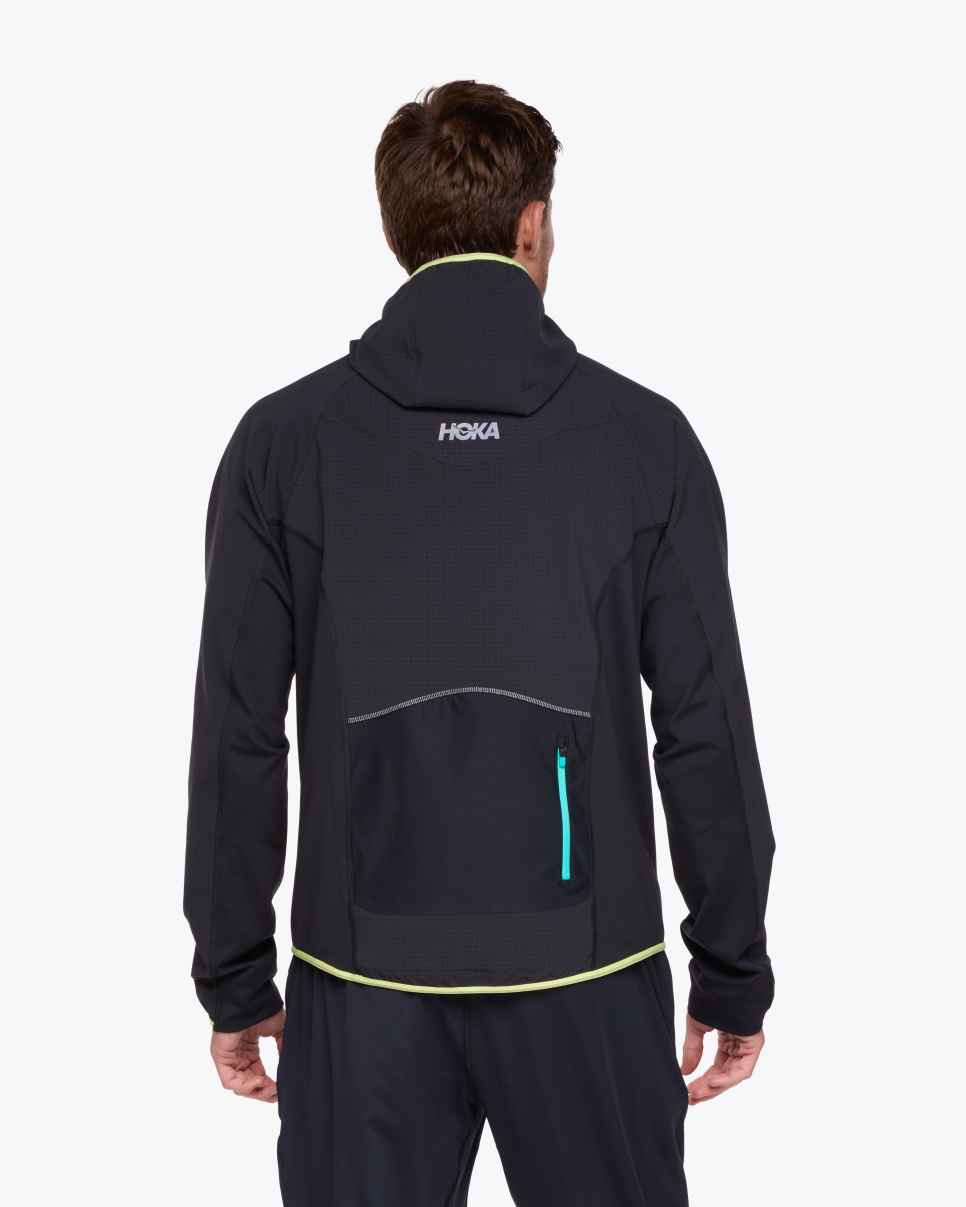 HOKA Sudadera SkyGlow con media cremallera, color negro.