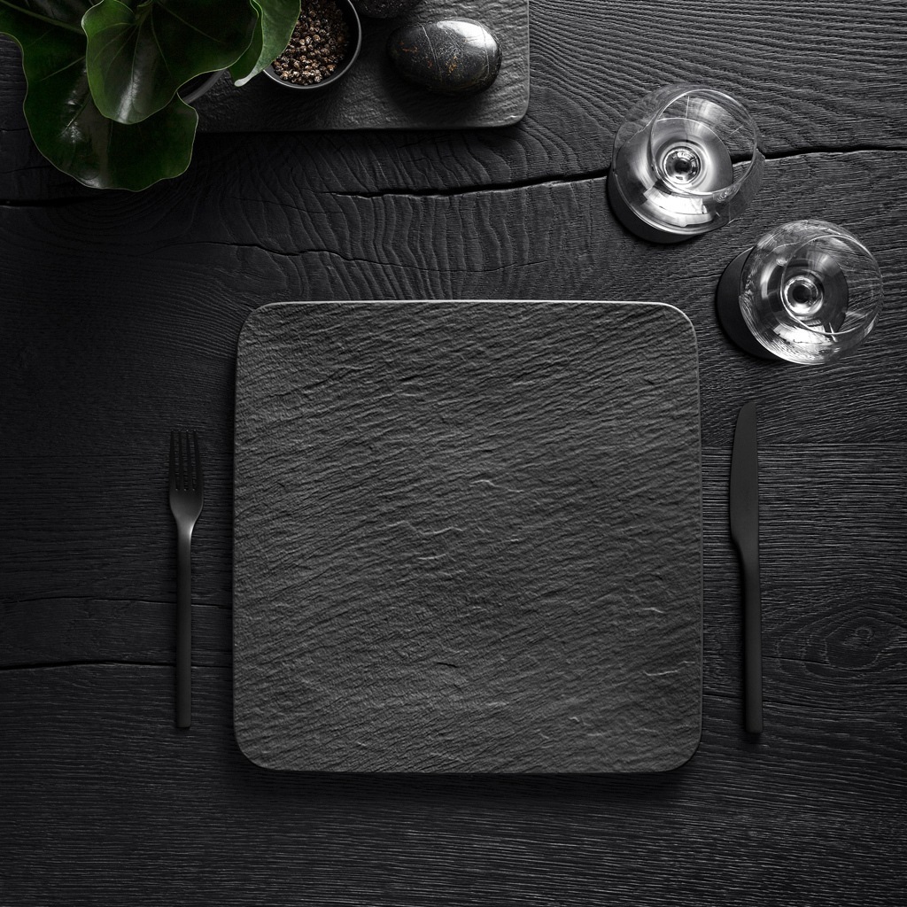 Villeroy & Boch servēšanas šķīvis, kvadrātveida/gardēžu šķīvis, ražotājs Rock - 1 gab.