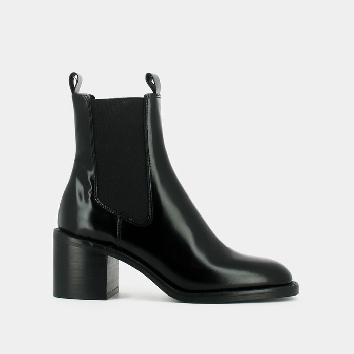 Bottines à talons  en cuir noir