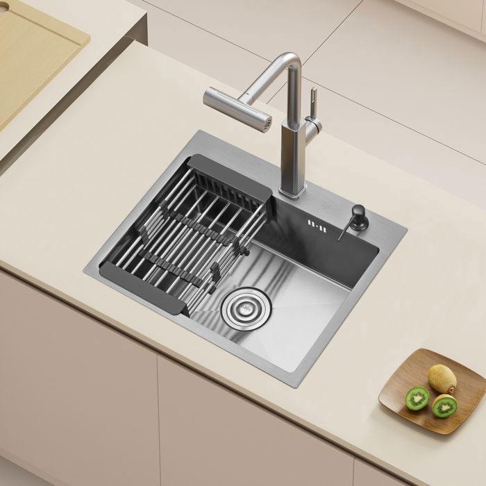 Kitchen sink - DEWINNER - 55x45x19CM - Stainless steel - 1 bowl - Dispenser & basket