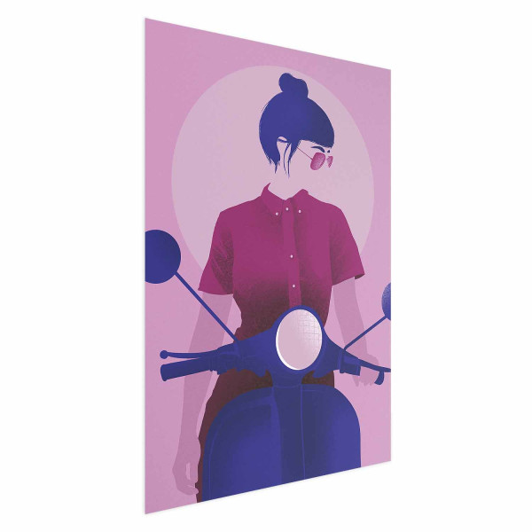 Plakat Kobieta na skuterze 21x30 cm