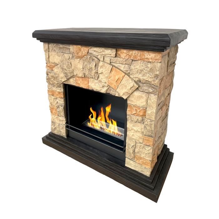 Chimenea de bioetanol - DIVINA FIRE - Belluno - Efecto piedra artificial - 105x38x100 cm - Ecológica