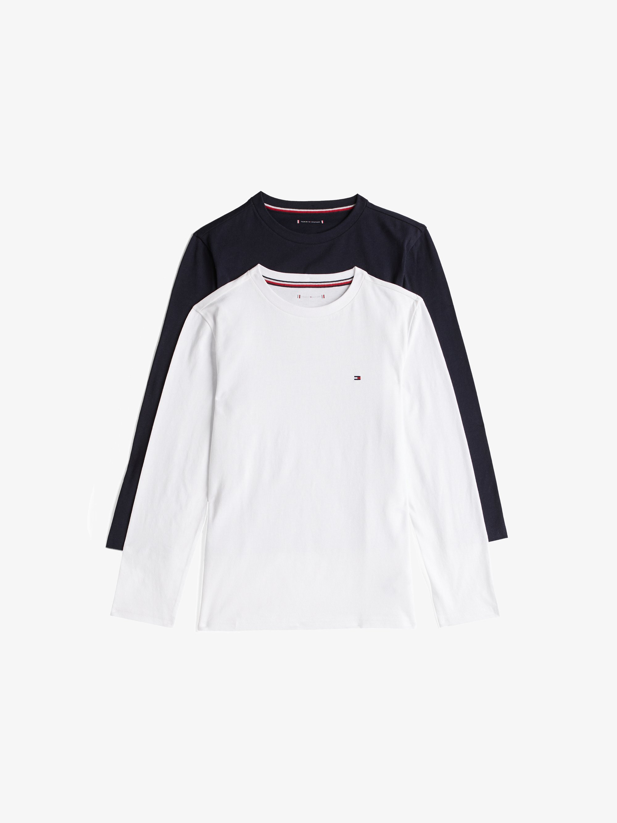 Tommy Hilfiger T-shirt unisex, 2 stuks - Top met lange mouwen - woestijnhemel/wit