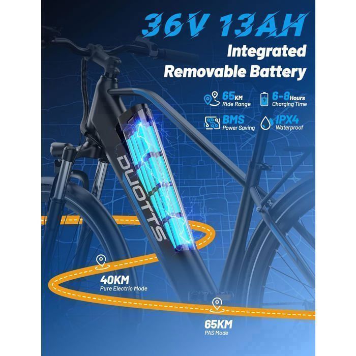 DUOTTS C29 Lite – Vélo électrique – Moteur 36V 250W – Batterie 13Ah 36V – 27.5'' Pouces – Autonomie 65 km – Max 25 km/h – App