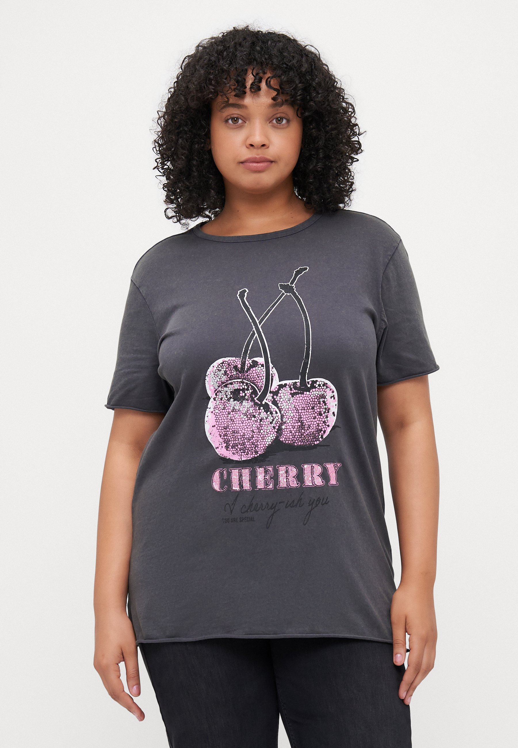 ONLY Carmakoma CARMIKO LIFE WASHED TEE - T-shirt met print - blackened pearl