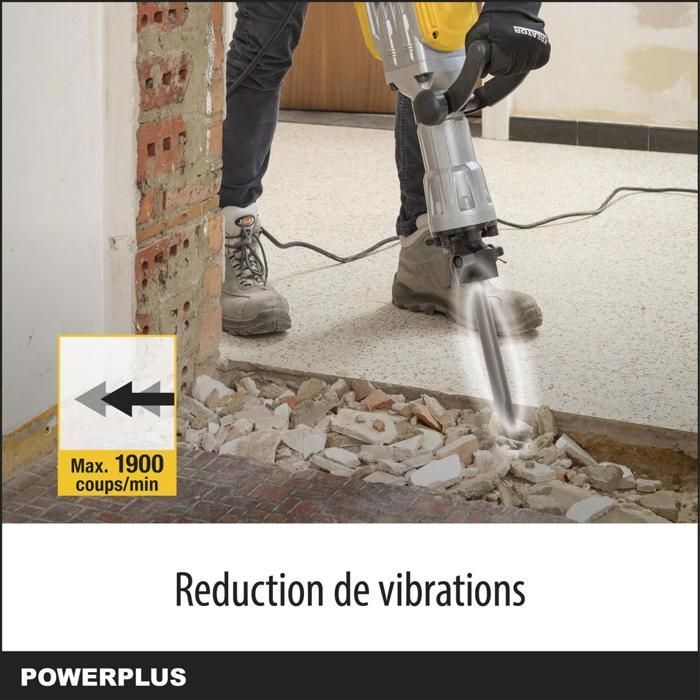 Powerplus elektrische sloophamer POWX11861 - 1700 W vermogen en 60 J slagkracht - 1900 slagen per minuut
