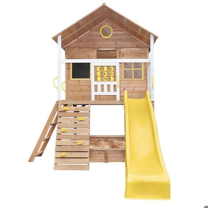 Casinha de brincar infantil - GINGER HOME - Madeira de pinho - Escorregador e caixa de areia - Uso externo, para crianças de 2 a 10 anos
