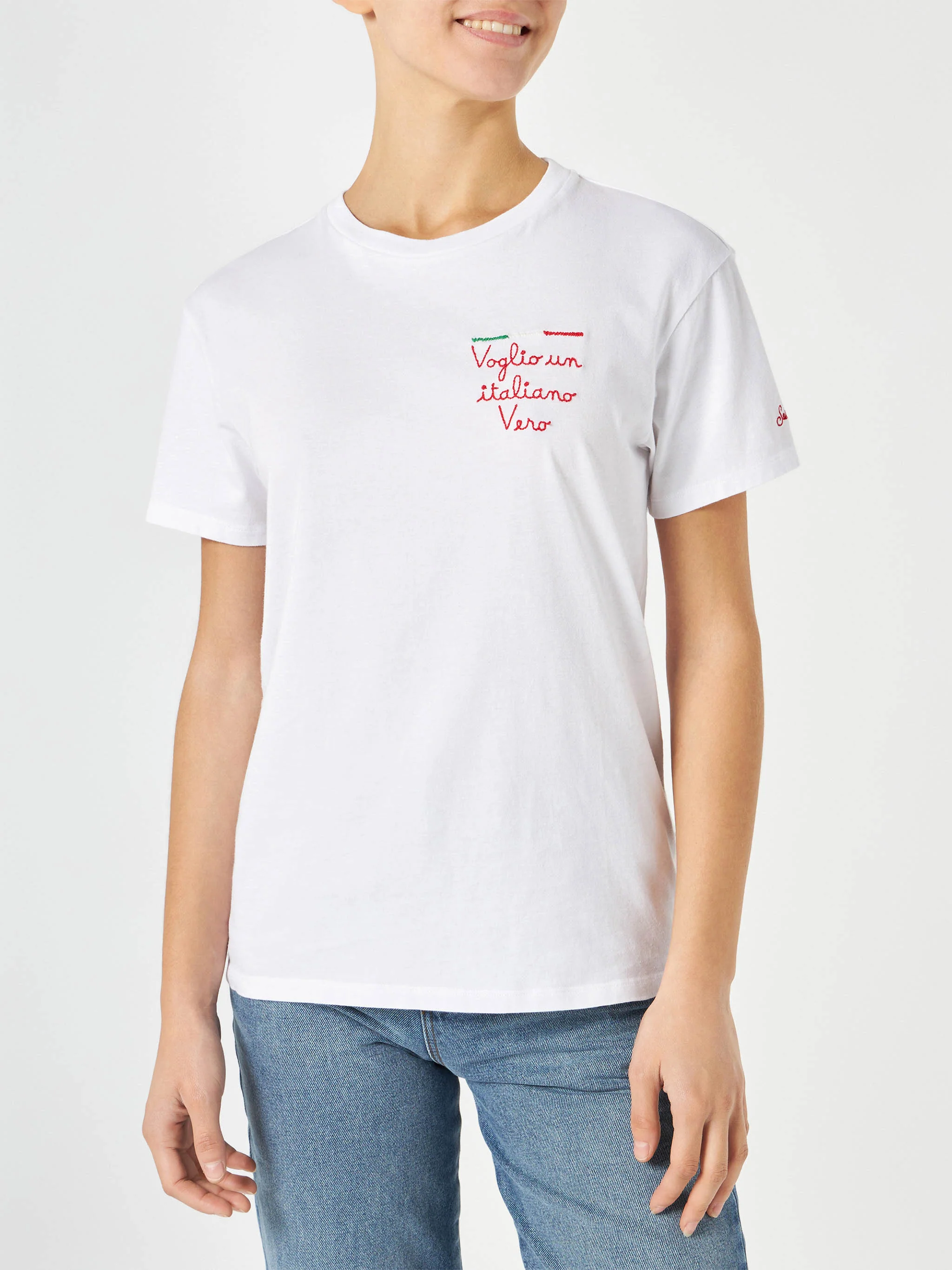 T-shirt da donna in cotone con ricamo
