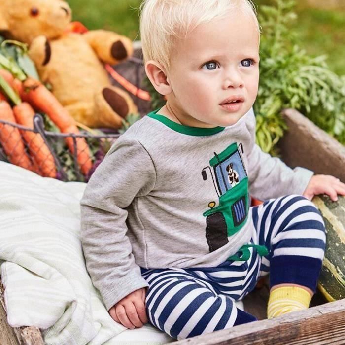 Children's Pyjamas - FUNMOON - Striped - Grey - Boy's - Nightwear