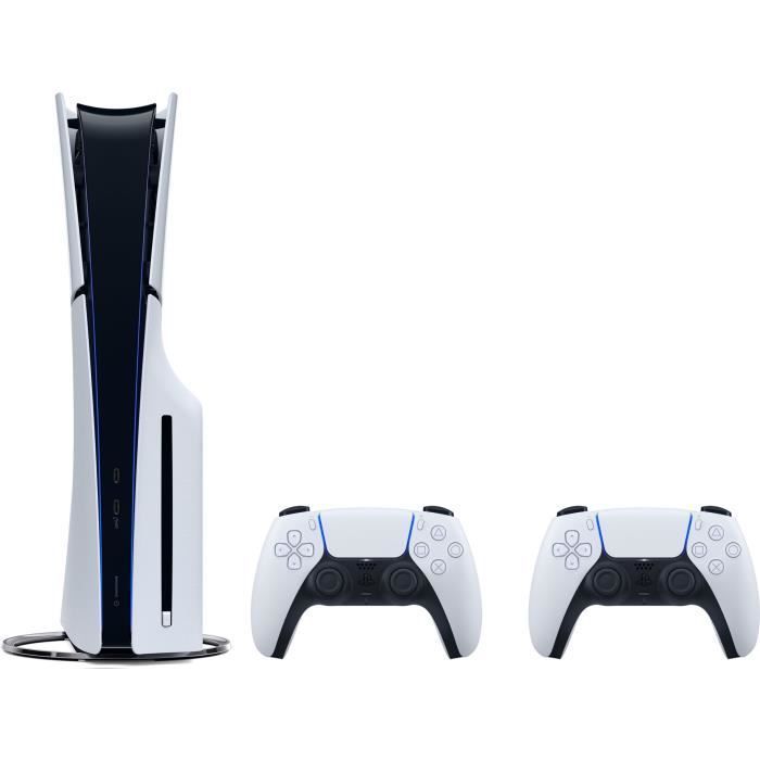 Pack PS5 Standard (avec lecteur CD) : Console PlayStation 5 (Modèle Slim) + 2ème manette DualSense Blanche