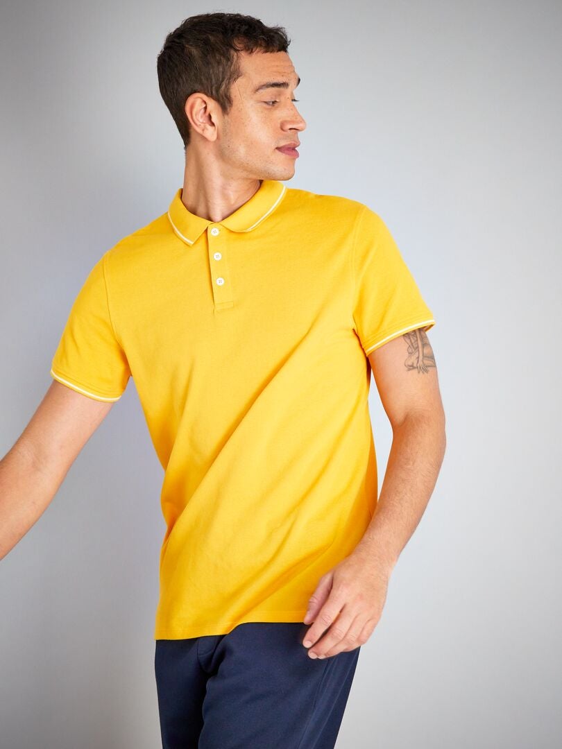 Camisa polo de algodão piqué - AMARELA