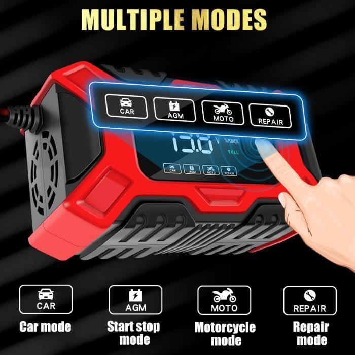 12V 6A 120AH tactile Impulsion Intelligent Chargeur de batterie Voiture Moto