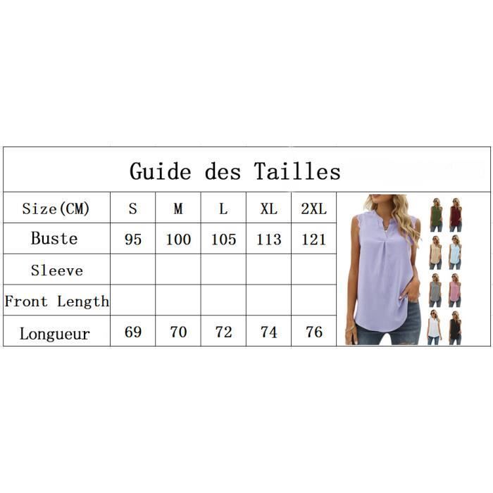 T-shirt Femme - FONDUPIN - Col V - Sans manche - Empiècement Dentelle - Noir