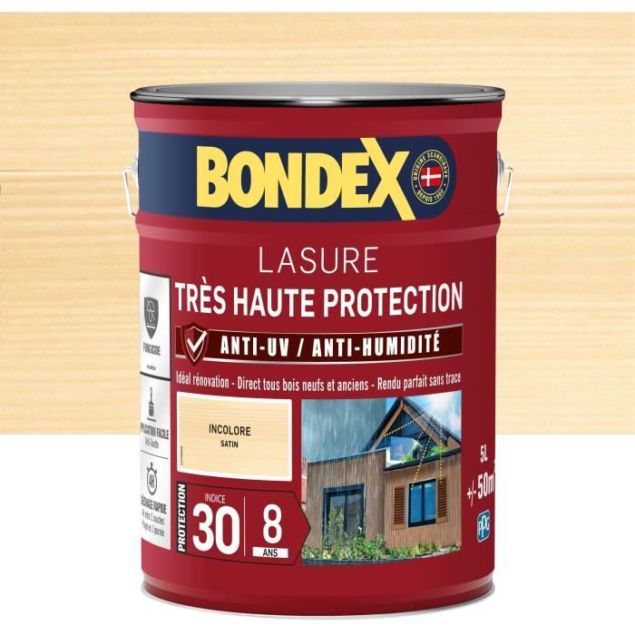 Tinte para madera Bondex 5L incoloro, de muy alta protección, 8 años de garantía.