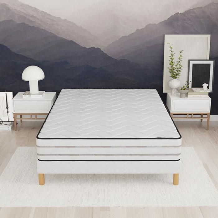 Memory Premium Set: Slatted Base (2 x 90 x 200 cm) + Mattress 180 x 200 cm | Height 25 cm | Memory Foam | 4 Legs | Comfort