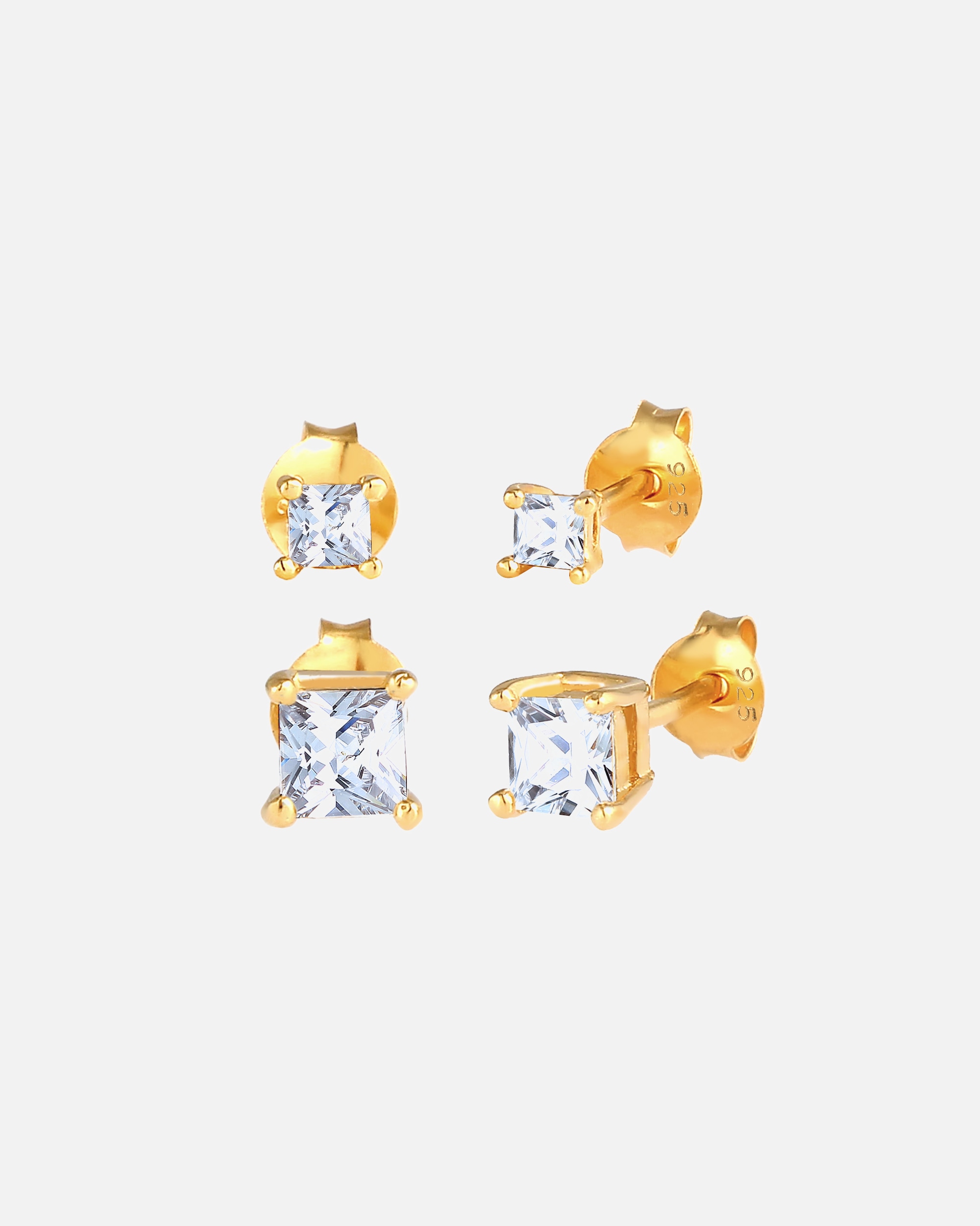 Elli Boucles d'oreilles dames serties de Géo carré avec des cristaux de zircone en argent 925