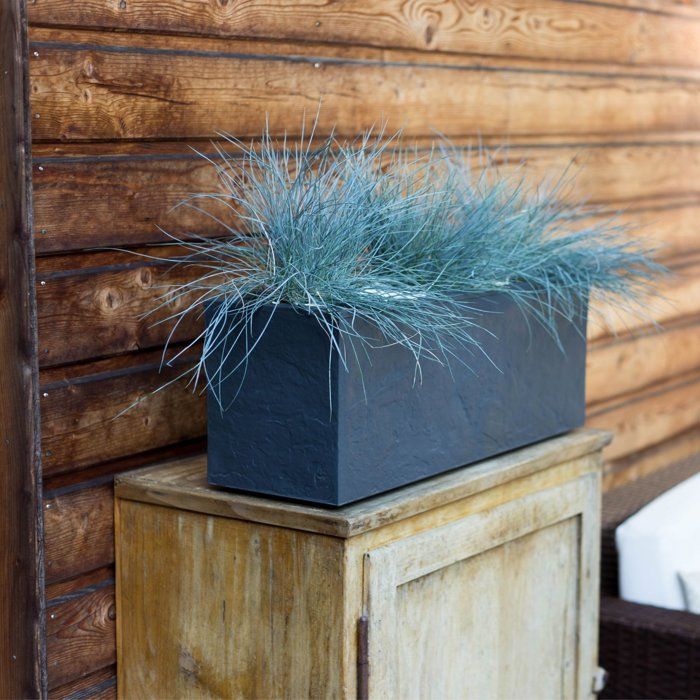 Vaso para varanda - EDA - Volcania Up - 25 L - Para uso interno/externo - Acabamento em pedra - 59 x 19,5 x 22,8 cm - Cinza antracite