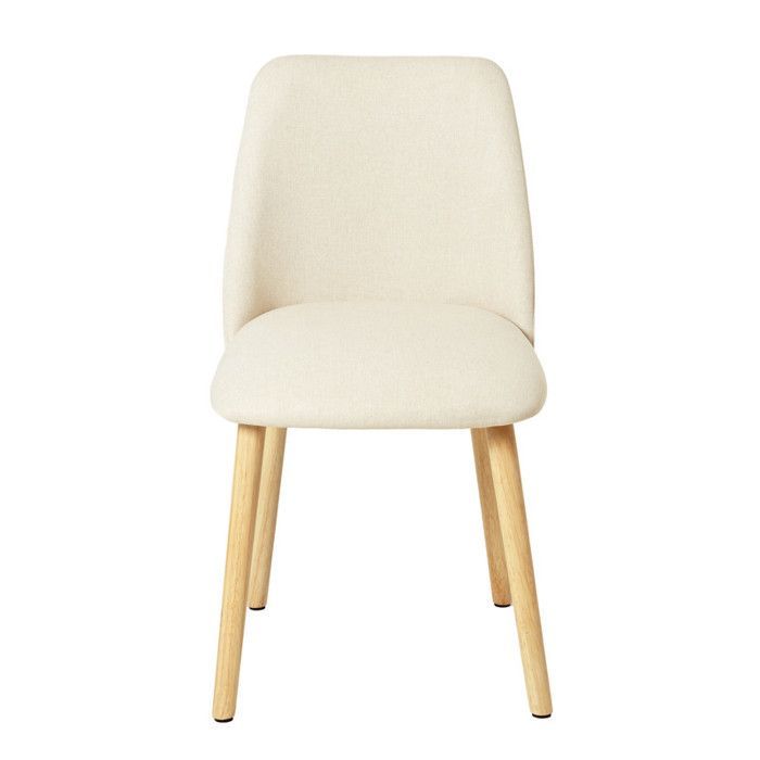 Goeurvant Modern Minimalist Chairs with Breathable Upholstery and Solid Wood Legs - Set of 6 - Cream