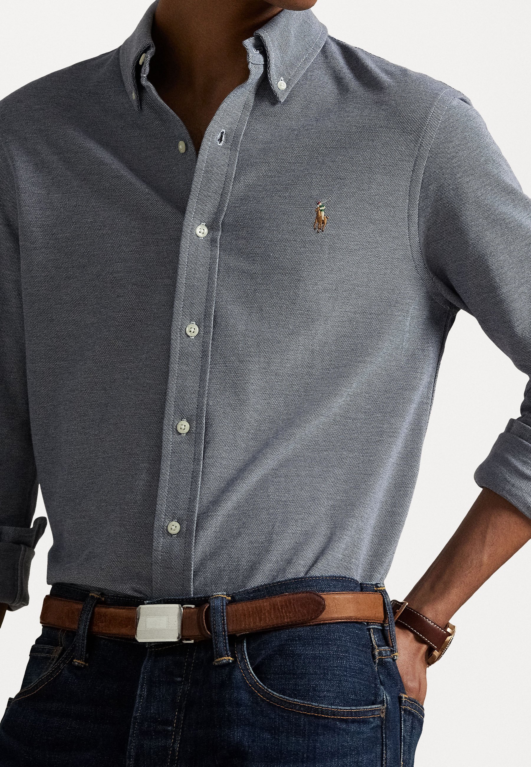 Polo Ralph Lauren gebreid Oxford-shirt - Shirt - Newport Navy