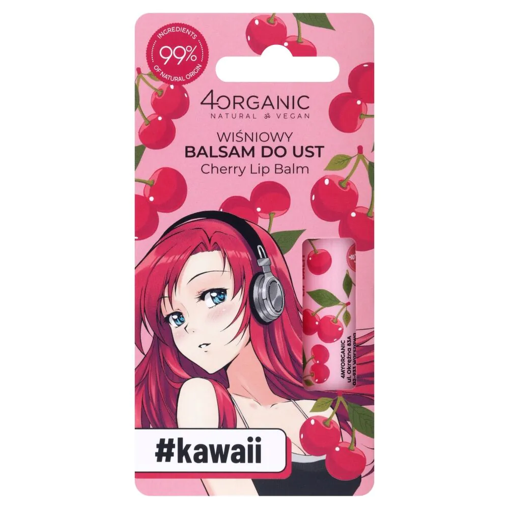 4Organic #kawaii Natural lip balm, Cherry