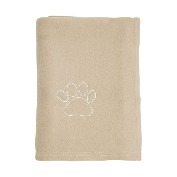 Pătură din fleece pentru animale de companie cu amprentă de lăbuță, 70 x 140 cm, bej