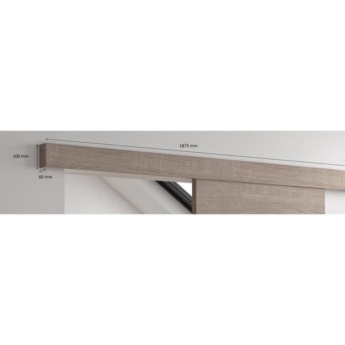 OPTIMUM - Kit de puerta corredera Verona + riel + embellecedor - 204 x 83 x 4 cm (alto x ancho x profundidad) - Roble topo