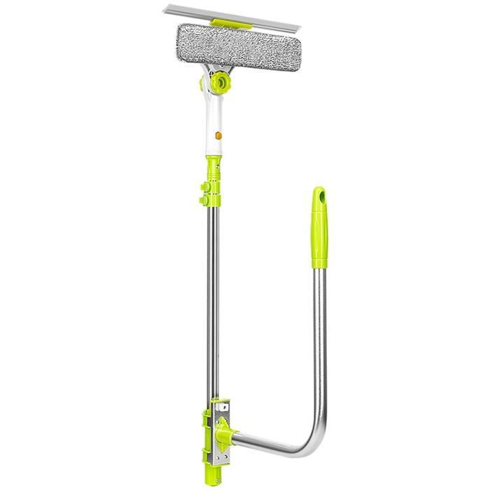 Lave-vitre avec manche télescopique extensible à angle intelligent et raclette pour fenêtre extérieure à double face